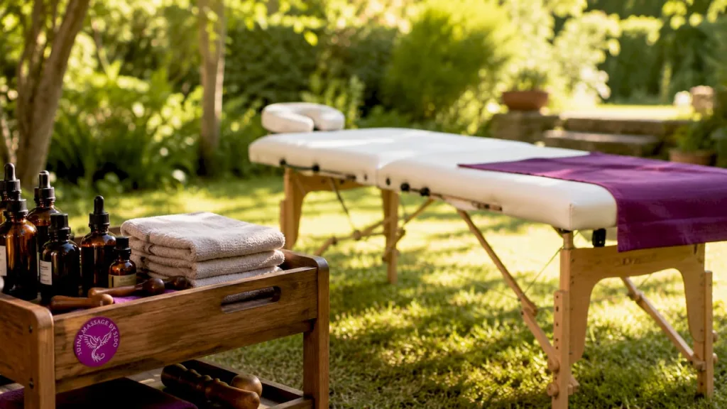 Lettino professionale completo di accessori per trattamenti di massaggio terapeutico